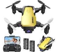 SIMREX X300C Mini Drone with Camera 720P HD, RC Quadcopter Foldable, Altitude Hold, 3D Flip, Headless Mode, Gravity Control and 2 Batteries, Yellow