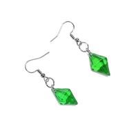 Sims Plumbob Earrings, Green Gemstone, Dangle Earrings, Stainless Steel, Resin, Stainless Steel, Resin