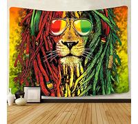 Simsant Rasta Rastafarian Tapestry Lion Head Bob Tapestry Wall Hanging for Living Room Bedroom Dorm Psychedelic Decor