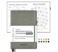 SIMSIMY Dotted Journal Notebook with Premade Bullet Templates, Pre-made Dot Grid Journaling with Undated Weekly & Monthly Planner, Various Trackers - 12 Month Organization, A5 Hardcover