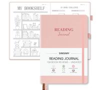 SIMSIMY Journal for Book Lovers - 104 Fillable Book Reviews & Reading Log Notebook with Back Pocket & Pen Loop, A5