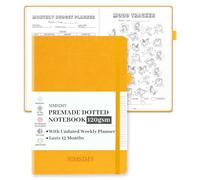 SIMSIMY Premade Bullet Dotted Journal Notebook, Pre-made Dot Grid Journaling with Undated Weekly & Monthly Planner, Various Trackers, Lasts 1 Year, A5