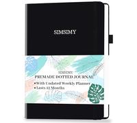 SIMSIMY Premade Bullet Dotted Journal with Undated Weekly Monthly Planner, Pre-made Dot Grid Journaling Aesthetic Notebook for Goals Gratitude Budget Exercise Habits Mood Sleep Tracker - 12 Month