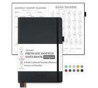SIMSIMY Premade Dotted Journal Notebook with Bullet Templates, Pre-made Dot Grid Journaling with Undated Weekly & Monthly Planner, Various Trackers, Lasts 1 Year, A5