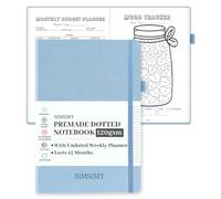 SIMSIMY Premade Dotted Journal Notebook with Bullet Templates, Pre-made Dot Grid Journaling with Undated Weekly & Monthly Planner, Various Trackers, Lasts 1 Year, A5
