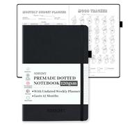 SIMSIMY Premade Dotted Journal Notebook with Bullet Templates, Pre-made Dot Grid Journaling with Undated Weekly & Monthly Planner, Various Trackers, Lasts 1 Year, A5