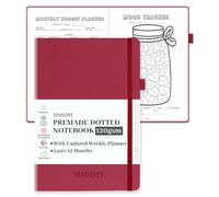 SIMSIMY Premade Dotted Journal Notebook with Bullet Templates, Pre-made Dot Grid Journaling with Undated Weekly & Monthly Planner, Various Trackers - 12 Month Organization, A5 Hardcover
