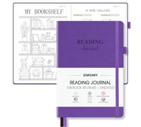SIMSIMY Reading Journal with 104 Book Reviews - Book Journal for Lovers & Readers - Reading Tracker & List Challenge, A5, Purple