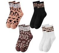 Simsky 4 Pack Women's Leopard Print Tennis Socks Size 6-8 - Breathable & Comfortable Sports Socks for Tennis, Running & Everyday Use