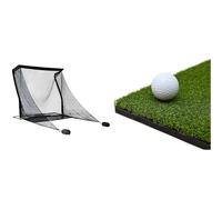 SimSpace Deluxe Home Driving Golf Net - Super Strong Netting, 2.5m (8.2ft) x 2.5m (8.2ft) x 3.84m (12.5ft) with SimSpace Standard Hitting Mat 150x150cm