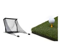 SimSpace Deluxe Home Driving Golf Net - Super Strong Netting, 2.5m (8.2ft) x 2.5m (8.2ft) x 3.84m (12.5ft) with SimSpace Tee Hitting Turf Mat 150x150cm