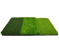 SimSpace Unisex Adult Tri Turf Multifunctional Golf Hitting Mat for Driving and Chipping Practice - Green, 64 cm x 40 cm