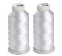 Simthread 2 Huge Spools White Bobbin Fill Thread 60WT for Embroidery Machine and and Sewing Machines - 5500 Yards Ea