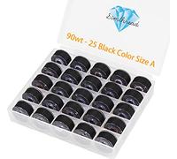 Simthread 25pcs 90 Weight Black Prewound Bobbin Thread Size A Class 15 (SA156) with Clear Storage Plastic Case Box 60S/2 for Embroidery Thread Sewing Thread Machine DIY