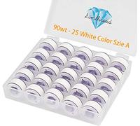 Simthread 25pcs 90WT White Prewound Bobbin Thread Size A Class 15 (SA156) with Clear Storage Plastic Case Box 60S/2 for Embroidery Thread Sewing Thread Machine DIY