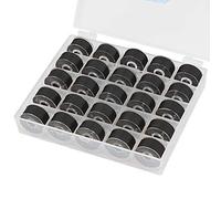 Simthread 25pcs Black Prewound Bobbin Thread Size A Class 15 (SA156) 60WT with Clear Storage Plastic Case Box 70D/2 for Embroidery Thread Sewing Thread Machine DIY