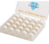 Simthread 25pcs White Prewound Bobbin Thread Size A Class 15 (SA156) 60WT with Clear Storage Plastic Case Box 70D/2 for Embroidery Thread Sewing Thread Machine DIY