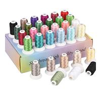 Simthread 32-Colour Polyester Machine Embroidery Thread Kit 500M (550Y) - 30 Unique Shades + White & Black - Colour-Matchable to Madeira and Robison-Anton Charts - Assorted Color 2