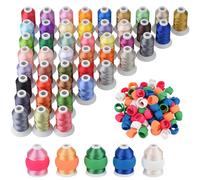 Simthread 45 Colors Polyester Embroidery Machine Thread with 50 Thread Holder, 550Y Each Spool Embroidery Threads for Sewing and Spool Huggers, Machine Embroidery Quilting Serger Supplies
