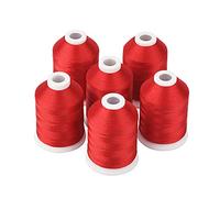 Simthread 6 Spools Red Polyester Machine Embroidery Thread 1000M (1100 Yards) - 40WT Trilobal Yarn for Babylock, Janome, Pfaff, Singer, Bernina & Most Home Embroidery Machines