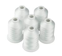 Simthread 6 Spools White Polyester Machine Embroidery Thread 1000M (1100 Yards) - 40WT Trilobal Yarn for Babylock, Janome, Pfaff, Singer, Bernina & Most Home Embroidery Machines