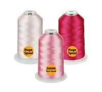 Simthread All Purpose Polyester Embroidery Machine Thread Huge Spool 5000M 5500Y for Sewing Embroidery Machines - Carmine/Rose/Pink/