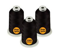 Simthread All Purpose Polyester Embroidery Machine Thread Huge Spool 5000M 5500Y for Sewing Embroidery Machines - 3 Black