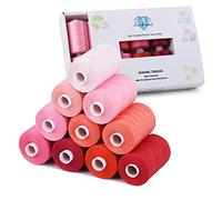 Simthread All Purpose Sewing Thread, 10 Spool 1000 Yards Each Bobbin Polyester Thread for Sewing, Handy Polyester Sewing Threads for Sewing Machine (Red Series)
