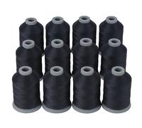 Simthread All Purpose Sewing Thread, 12 Spools Black, 40D/2 Polyester Thread, 765 Yards Each for Sewing Machine, Hand Sewing, Quilting, Repairs and DIY