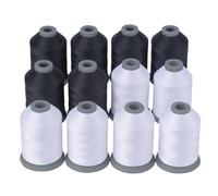 Simthread All-Purpose Sewing Thread, 12 Spools, Black & White, 700M Each