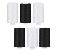 Simthread All Purpose Thread Polyester 3 White 3 Black, 400 Yards Each for Hand Sewing, Quilting Piecing Sewing Machines