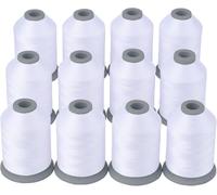 Simthread All-Purpose White Sewing Thread, 12 Spools, 700M/765Yds Each
