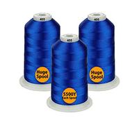 Simthread Blue Machine Embroidery Thread 40WT, 3 Large Spools Polyester Thread 5000m/5500 Yards Each for Brother, Janome, Singer, Pfaff, Bernina and Babylock