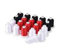 Simthread Embroidery Machine Thread Kit 800Y 21 Spools Black White and Red Colors for Professional Embroidery Design