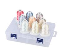 Simthread Embroidery Thread with Storage Box - 12 Options - 800 Yards/Spools, 9 Pastel Colors for Embroidery and Sewing Machine