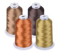 Simthread Machine Embroidery Thread 5000M King-Spools Brown Color for Brother/Babylock/Bernette/Janome/Singer/Kenmore Sewing and Embroidery Machine