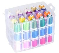 Simthread Machine Embroidery Thread Polyester 63 Colors with Plastic Storage Box for Embroidery Sewing Machines