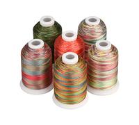 Simthread Variegated Machine Embroidery Thread 40WT, 6 Spools Polyester Thread, 1000m/1100 Yards Each, Colour Changing Thread for Brother, Janome, Singer, Pfaff and Bernina