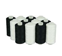 Simthread White and Black Colors Cotton Sewing Quilting Thread for Sewing Machines - 550 Yards/Spool