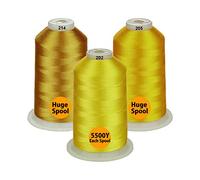 Simthread Yellow Machine Embroidery Thread 40WT, 3 Large Spools Polyester Thread 5000m/5500 Yards Each for Brother, Janome, Singer, Pfaff, Bernina and Babylock