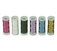 Simthreads 6 Colors Metallic Beading Thread for Shuttle Tatting/Knitting, 3 Strands, 50 Meters/Bobbin (Basic Colors)