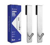 Simtive Extended (7-Inch) Over Door Hooks for Bathroom Frameless Glass Shower Door, Towel Hooks, 2-Pack, Silver