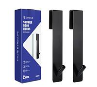 Simtive Extended Shower Door Hooks (7-Inch), 2-Pack, Black