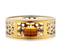 Simtive Teapot Warmer, Brushed Stainless Steel Tea Warmer with Tealight Holder, Gold, 5.9 in-Gold