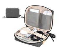 SIMTOP Small Cable Organizer Bag,Compact Electronics Organizer for Laptop Accessories,Travel Tech Pouch for Power Bank,Cables,SD Cards,Ideal for Travel,Office,and Photography,Grey