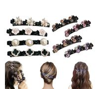 Simtplicity Sparkling Crystal Stone Braided Hair Clips Availablek Crystal Stone Braided Hair Clips for Women Beneath Clips Rhinestone Flower Hair Clip (8Pcs-D)