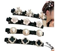 Simtplicity Sparkling Crystal Stone Braided Hair Clips Availablek Crystal Stone Braided Hair Clips for Women Beneath Clips Rhinestone Flower Hair Clip (4Pcs-F)