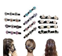 Simtplicity Sparkling Crystal Stone Braided Hair Clips Availablek Crystal Stone Braided Hair Clips for Women Beneath Clips Rhinestone Flower Hair Clip (12Pcs-B)