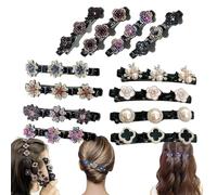 Simtplicity Sparkling Crystal Stone Braided Hair Clips Availablek Crystal Stone Braided Hair Clips for Women Beneath Clips Rhinestone Flower Hair Clip (12Pcs-A)