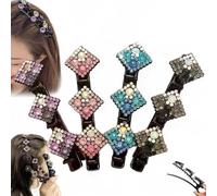 Simtplicity Sparkling Crystal Stone Braided Hair Clips Availablek Crystal Stone Braided Hair Clips for Women Beneath Clips Rhinestone Flower Hair Clip (4Pcs-E)